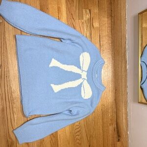 Target Sky Blue Sweater with Ivory Bow